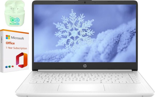 HP Newest 14" LED Business Laptop Computer, 16GB RAM 320GB Storage (64GB eMMC+256GB SD Card), Intel Quad-Core N4120, Windows 11 S Laptop with 1-Year Microsoft Office 365, PLUSERA Earphones