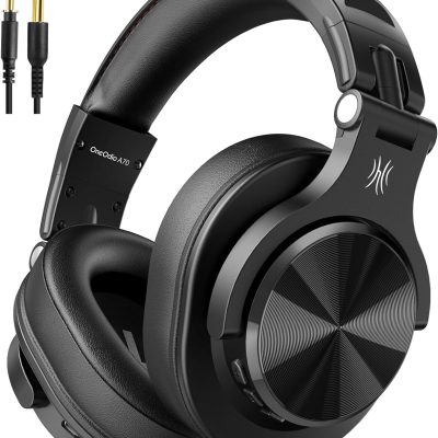 OneOdio A70 Bluetooth Over Ear Headphones, Wireless Headphones w/ 72H Playtime, Hi-Res, 3.5mm/6.35mm Wired Audio Jack for Studio Monitor & Mixing DJ Guitar AMP, Computer Laptop PC Tablet - Black