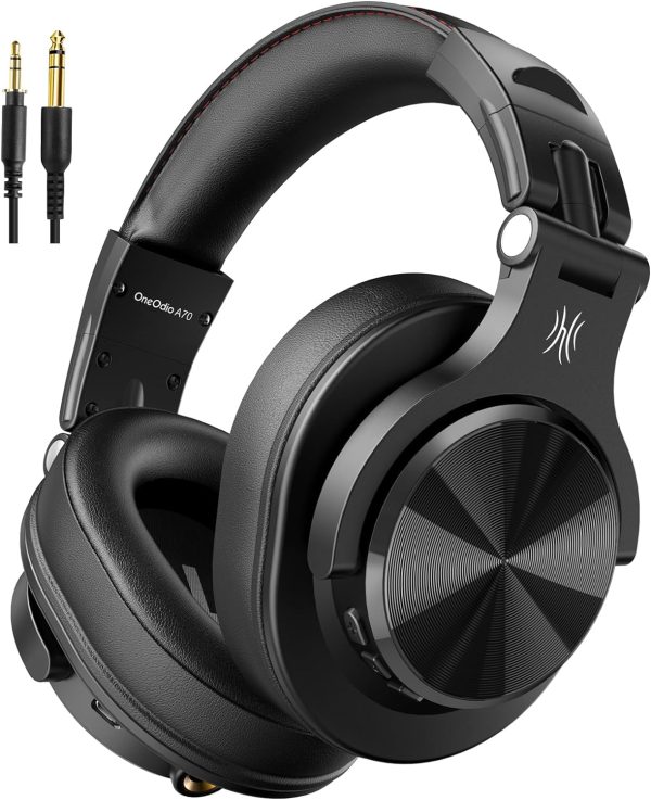 OneOdio A70 Bluetooth Over Ear Headphones, Wireless Headphones w/ 72H Playtime, Hi-Res, 3.5mm/6.35mm Wired Audio Jack for Studio Monitor & Mixing DJ Guitar AMP, Computer Laptop PC Tablet - Black