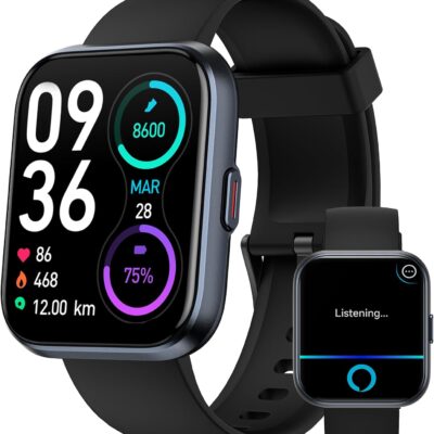 Smart Watch for Men Women Android iPhone, Alexa Built-in Fitness Watch with 1.8" LCD Screen & Bluetooth Call (Make/Answer), Heart Rate/SpO2/Sleep Monitor, 100 Sports, IP68 Waterproof Smartwatch